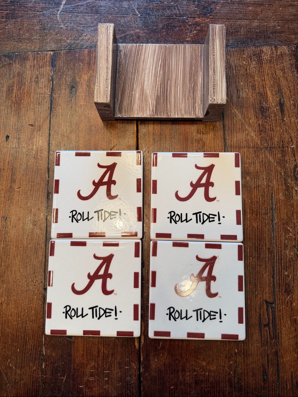 Alabama Crimson Tide Ceramic Coaster Set - White & Crimson